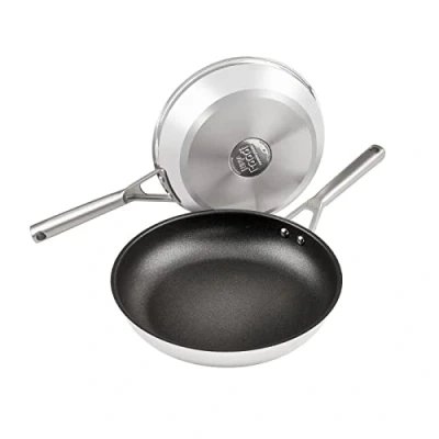 Image of Ninja ZEROSTICK 2 Piece Frying Pan Set, Stainless Steel Cookware, Long Lasting Non Stick, Pans Set 24cm/28cm, Dishwasher Safe Induction Compatible, C62200UK