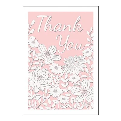 Image of Piccadilly Greetings Modern Occasion Card Thank You 7 x 5 inches,pink white