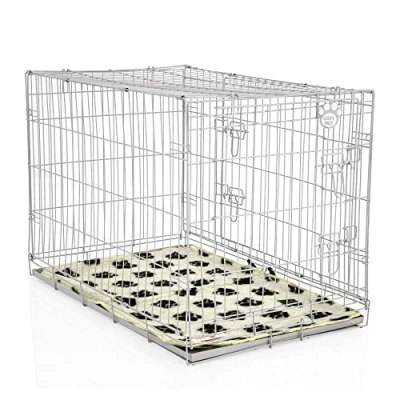 Image of COZY PET Dog Cage 36&quot; Light Grey With Taylored Vet Bedding Metal Tray Folding Puppy Crate Cat Carrier Crate. DC36G + VB36C