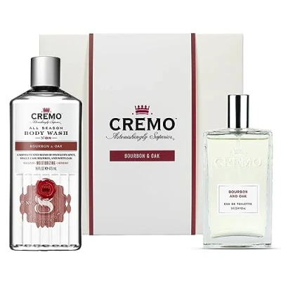 Image of CREMO Bourbon &amp; Oak Gift Set for Men Eau de toilette 100ml and Body Wash 473ml Spicy fragrance