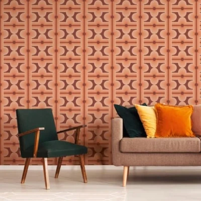 Image of A.S. Création Retro 70&#039;s Panel Wallpaper Red/Orange Chic 395332 8.50m x 0.53m Paste The Wall