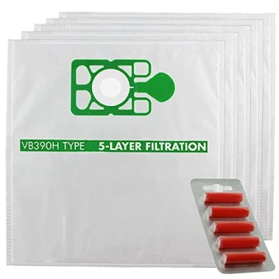 Image of SPARES2GO Cloth Dust Bags for Numatic Henry Hetty Vacuum Cleaners (Pack of 5 + Fresheners)