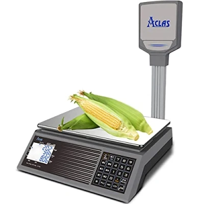 Image of ACLAS Price Scale with Pole 30kg 10g Industrial Weighing Digital Retail Calculating w/LCD Dual Screen Displays for Food, Meat, Deli, Fruit Market