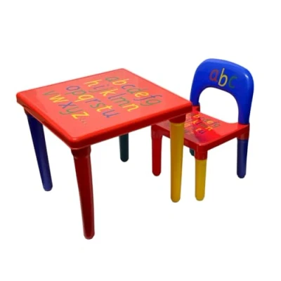 Image of Trendi ABC Alphabet Plastic Table &amp; Chair Set Vibrant, Durable Kids Furniture for Learning Play Toddlers Multi Color UK (Red Blue)