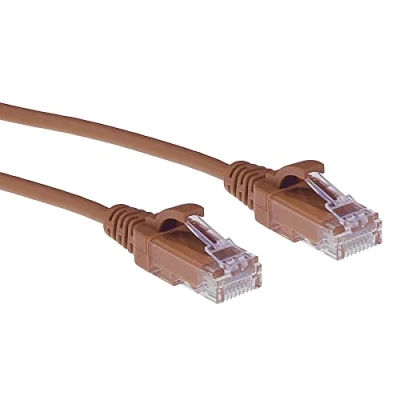 Image of ACT Cat6 Network Cable, U/UTP LSZH LAN Thin 3.8mm Slimline, Flexible Snagless Ethernet Cable with RJ45 Connector, for Use in Data Centres, 7 Metres, Brown DC9207