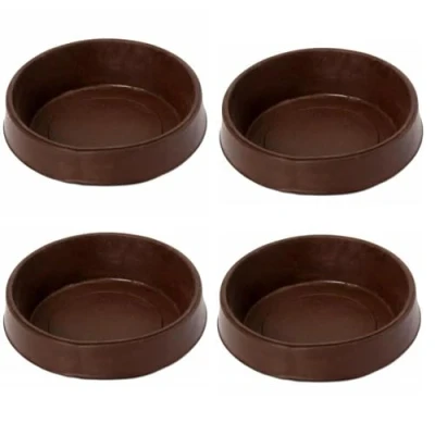 Image of 4 x fiXte Large Floor Cups Castor Furniture Chair Sofa Carpet Protectors Caster Brown, 65mm