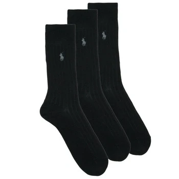 Image of Polo Ralph Lauren Egypt CREW 3 PACK Socks, Men&#039;s, Size: 6 8, Black