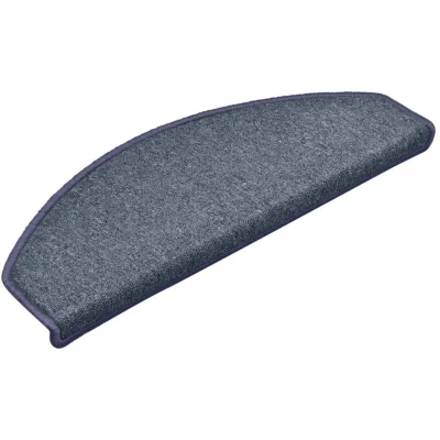 Image of vidaXL Dark Grey and Blue Carpet Stair Treads Set Washable Non Slip Protection with Adhesive Tapes, Designed from Durable 100% PP Tufted Material for indoor stairs, of 15