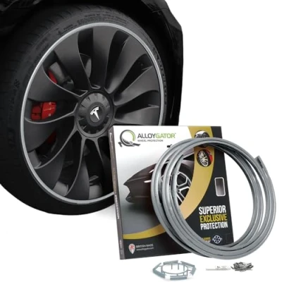 Image of AlloyGator Silver Alloy Wheel Protectors For Upto 24&quot; Wheels Fits All Cars Tesla Compatible Durable Rim Guards 15 Colours Available
