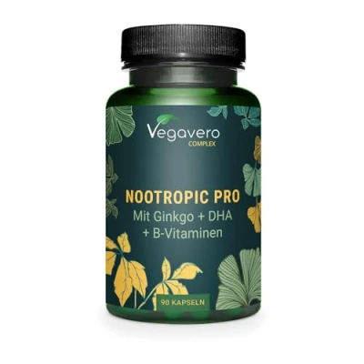 Image of Vegavero Nootropics Brain Supplements Ayurveda Products NO Additives Brahmi, Ginkgo, Panax Ginseng, DHA &amp; B Vitamins Vegan 90 Capsules
