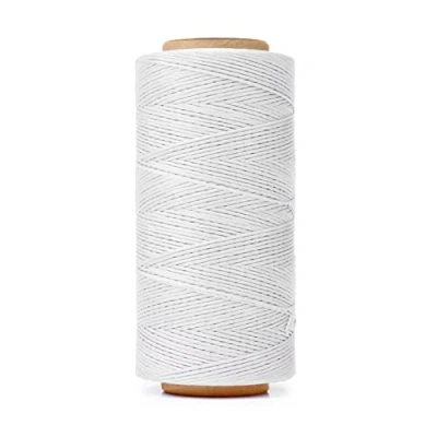 Image of HILELIFE Waxed Thread, 260m 150D Thread for Leather Sewing, Hand Craft DIY, Wallets, Shoe Repairing, Book Binding (White)