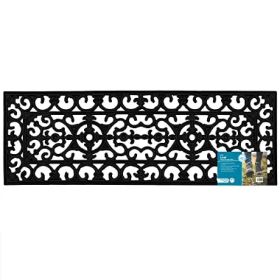 Image of JVL Lexi Wrought Iron Effect Rubber Step Mat, 25x75cm,Black