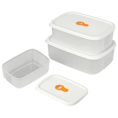 Image of BELLE VOUS Food Storage Containers with Airtight Lids (3 Pack) Reusable Meal Prep Microwave/Freezer Safe Lunch Boxes Box Set Plastic