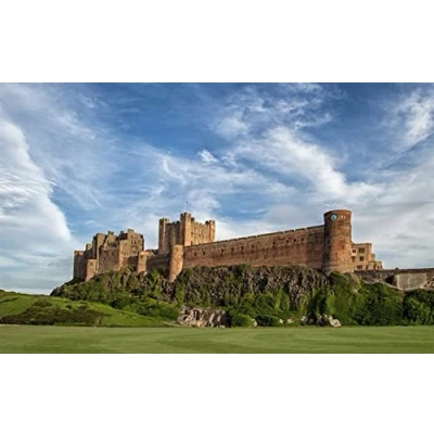 Image of Haeran River Full Drill Northumberland Bamburgh Castle England Summer DIY 5D Diamond Painting by Number Unique Kits Home Wall Decor