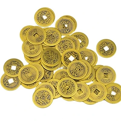 Image of juanxian 50 Large Brass Chinese I Ching Coins for Feng Shui (27 mm) AA139