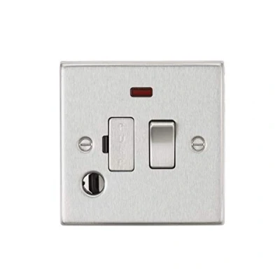 Image of KnightsBridge 13A Switched Fused Spur Unit with Neon &amp; Flex Outlet Square Edge Brushed Chrome
