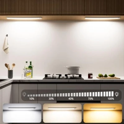 Image of OUILA 43CM Under Wardrobe Lights Adjustable Color Temperature &amp; Brightness, 2500mAh Dimming USB Motion Sensor Cupboard Light with Magnetic Sticker for Kitchen Cabinet Garderobe