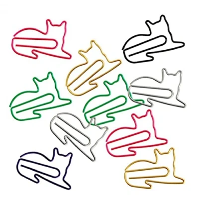 Image of Danlai 20pcs Paper Clips Animal Shaped Paperclips Cute Metal Bookmark Clip Cat Memo Document Organizing Stationery Office Supplies