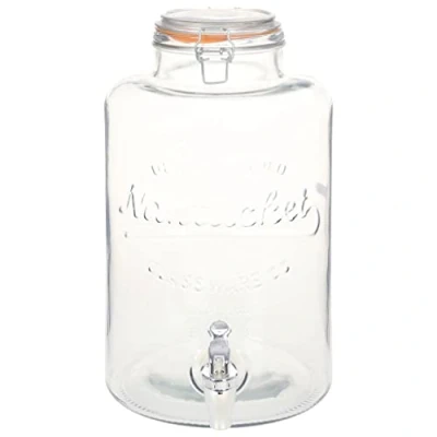 Image of vidaXL XXL Glass Water Dispenser with Tap Transparent Beverage Jar for Parties, Bar and BBQs 8L Capacity