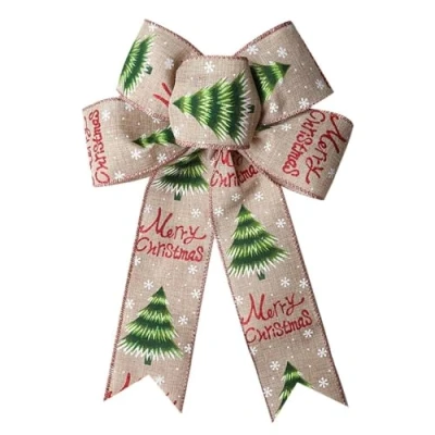 Image of Easnea Christmas Wreath Bows, Tree Topper Ribbon Bows Winter Bow Decorative Garland for Crafts Xmas Front Door Decoration (Christmas Tree)