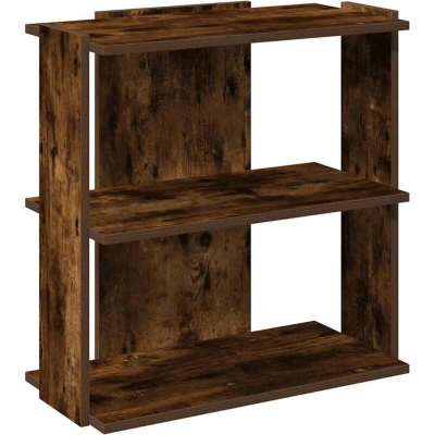 Image of vidaXL 3 Tier Bookcase Smoked Oak Engineered Wood, 60x30x60 cm, Modern Freestanding Book Shelf for Home/Office