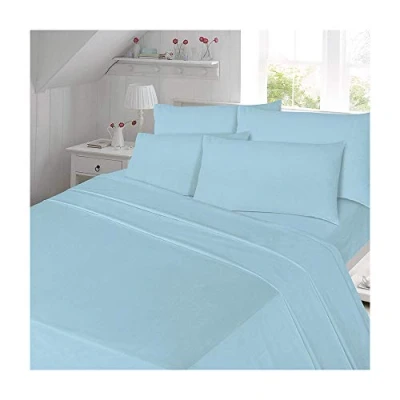 Image of 100% Egyptian Cotton Flat Sheet 200 Thread Count King Size Bed Plain Dyed Bedding, Royal Blue