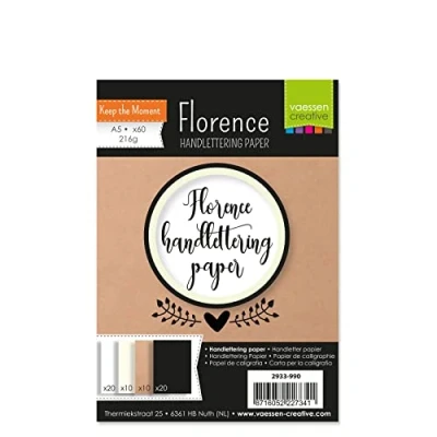 Image of Florence Calligraphy Paper A5 60 Sheets in White, Ivory, Brown and Black Smooth 216 gsm Practice for Beginners, Handlettering, Brush Lettering, Art Projects Craft Ideas