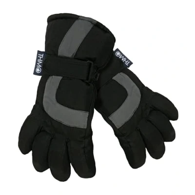 Image of THMO Kids Thinsulate Ski Gloves for Winter Waterproof Fleece Lined Thermal Warm Boys (6 7 Years, Black)