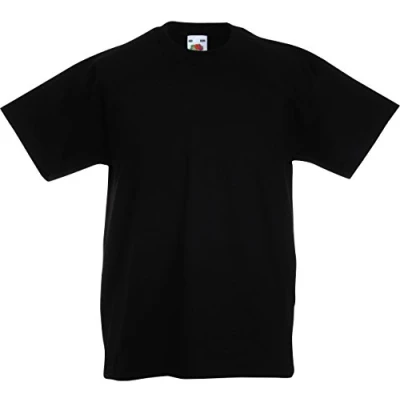 Image of Fruit of the Loom Childrens T Shirt in Black Size 9 11 (SS6B)
