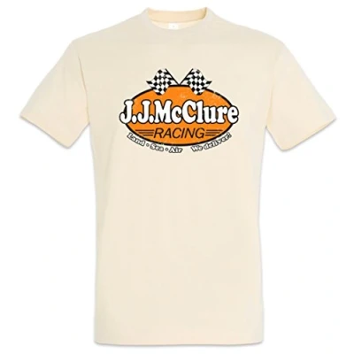 Image of Urban Backwoods J. Mcclure Racing Men T Shirt Beige Size XL