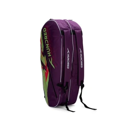 Image of Hundred Strike Badminton and Tennis Racquet Kit Bag Material: Polyester Multiple Compartment with Side Pouch Easy Carry Handle Padded Back Straps Front Zipper Pocket (6 in 1)