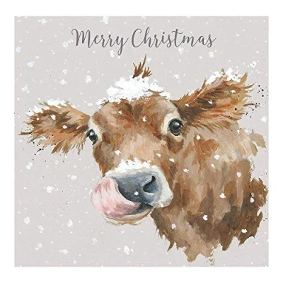 Image of Wrendale Designs by Hannah Dale First Taste of Snow Luxury Christmas Card Set Pack 8