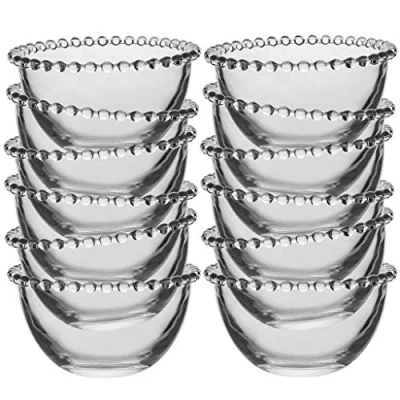 Image of Set of 12 Glass Bowls Beaded Edge Dessert