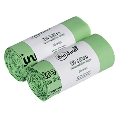 Image of All Green 30 Litre x 50 Bags Compostable Compost Bag Kerbside Food Waste Caddy Liners EN 13432 30L Bin with Composting Guide