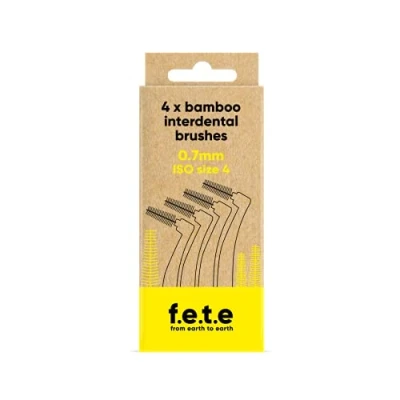 Image of f.e.t.e Yellow ISO Size 4 0.70mm Bamboo Interdental Brush Biodegradable &amp; Compostable Handle Recyclable Soft Bristles Sustainable Vegan