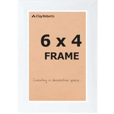 Image of Clay Roberts Photo Picture Frame 6 x 4, White, Freestanding and Wall Mountable, 10 15 cm, 6x4 Frames, White Frame, 4x6 Frames