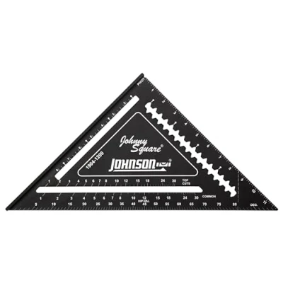Image of Johnson Level &amp; Tool 1904 1200 Johnny Square Professional Easy Read Aluminum Rafter Square, 12&quot;, Black, 1