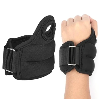 Image of Belle Vous Black Wrist Weights (2 Pack) 0.5kg Ankle Weights/Wrist for Women/Men Weighted Wristbands Suitable Arm &amp; Leg