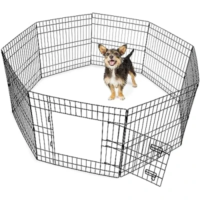 Image of 8 Panel Dog Playpen, Pen, Puppy Play Pen Indoor, Outdoor Fence, Indoor Pet Small (61cm)