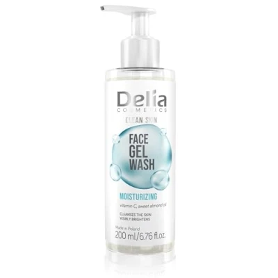 Image of Delia Cosmetics Clean Skin Moisturizing Face Wash Gel All Types Cleanses, Moisturizes, Smooths Vitamin C, Sweet Almond Oil 200ml