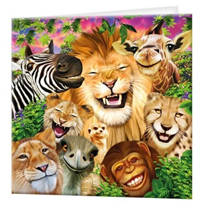 Image of 3D LiveLife Greeting Card Safari Smiles from Deluxebase. Lenticular Blank Cards with Envelopes. Cute All Occasion featuring Original Artwork by Michael Searle.