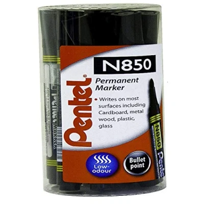Image of Pentel N850 Permanent Marker Tub of 12, Black