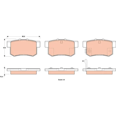 Image of 71750931 Brake pad set TRW GDB1923 with acoustic wear warning FIAT: Sedici