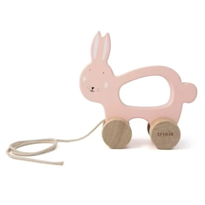 Image of Trixie Mrs. Rabbit Pull Along Toy FSC Certified Wood 12m+ Pink