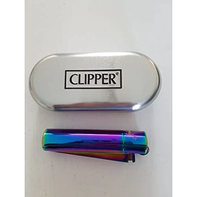 Image of GENUINE RAINBOW METAL METALLIC CLIPPER LIGHTER WITH CHROME CASE (Rainbow)