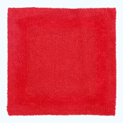 Image of HOMESCAPES Shower Mat, Luxury 1600gsm Bath Mat Extra Soft 100% Cotton, Reversible Bathroom Mats Non Slip, Washable, Super Absorbent, Quick Dry, Red Rug, 50x50 cm Square, Small