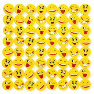 Image of THE TWIDDLERS 200 Funny Face Rubber Erasers, Novelty Emoji Stationery for Kids &amp; School Multipack Party Bag Fillers