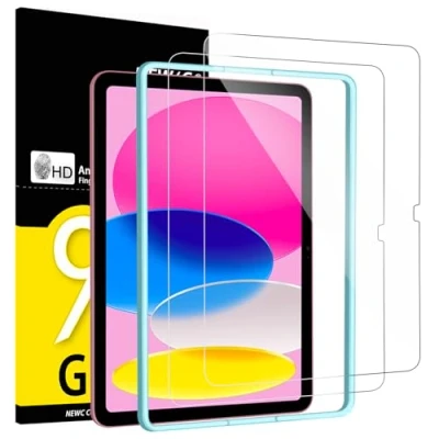 Image of NEW&#039;C 2 Pack Designed for iPad 10th Generation 10.9 Inch (2022) Screen Protector Tempered Glass, Bubble Free, Ultra Resistant (Easy Installation Frame)