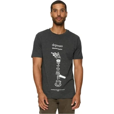 Image of Mister Tee Depresso Print Tshirt, Men&#039;s, Size: Medium, Charcoal