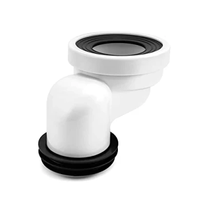 Image of QWORK® 100mm Toilet Offset pan Connector PVC Waste Pipe